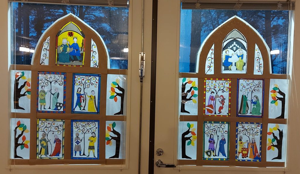 "stained glass" image of all entrants in Crown